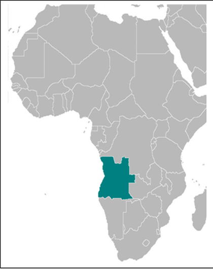 Angola in Africa Map 